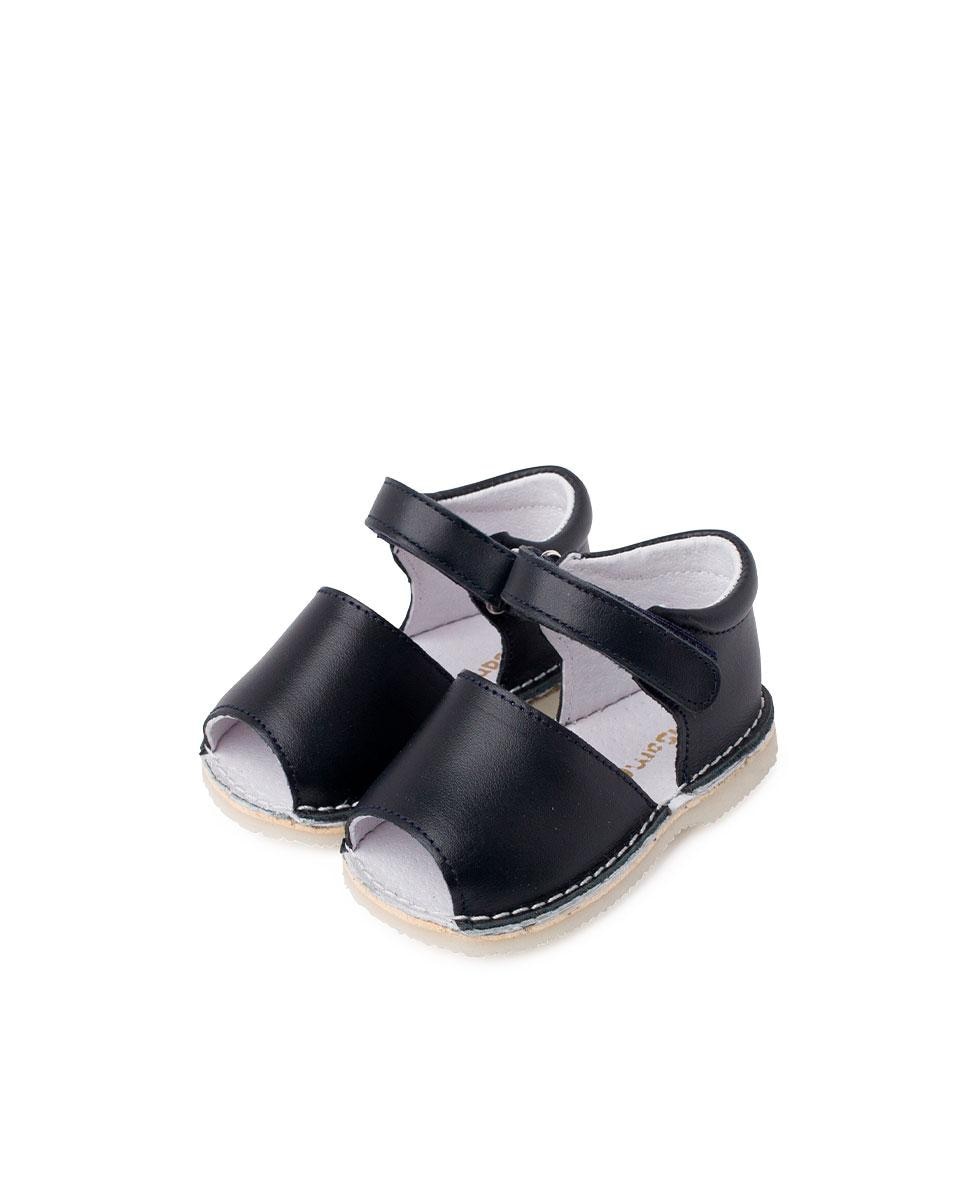 Sandálias para Bebé de Pele com Velcro Pisamonas Azul-marinho-4