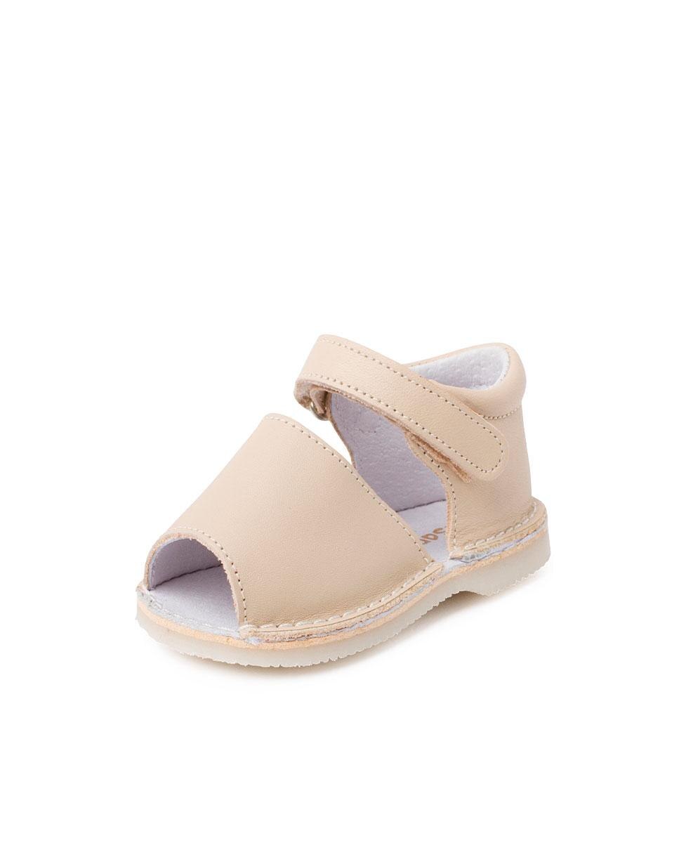Sandálias para Bebé de Pele com Velcro Bege-2