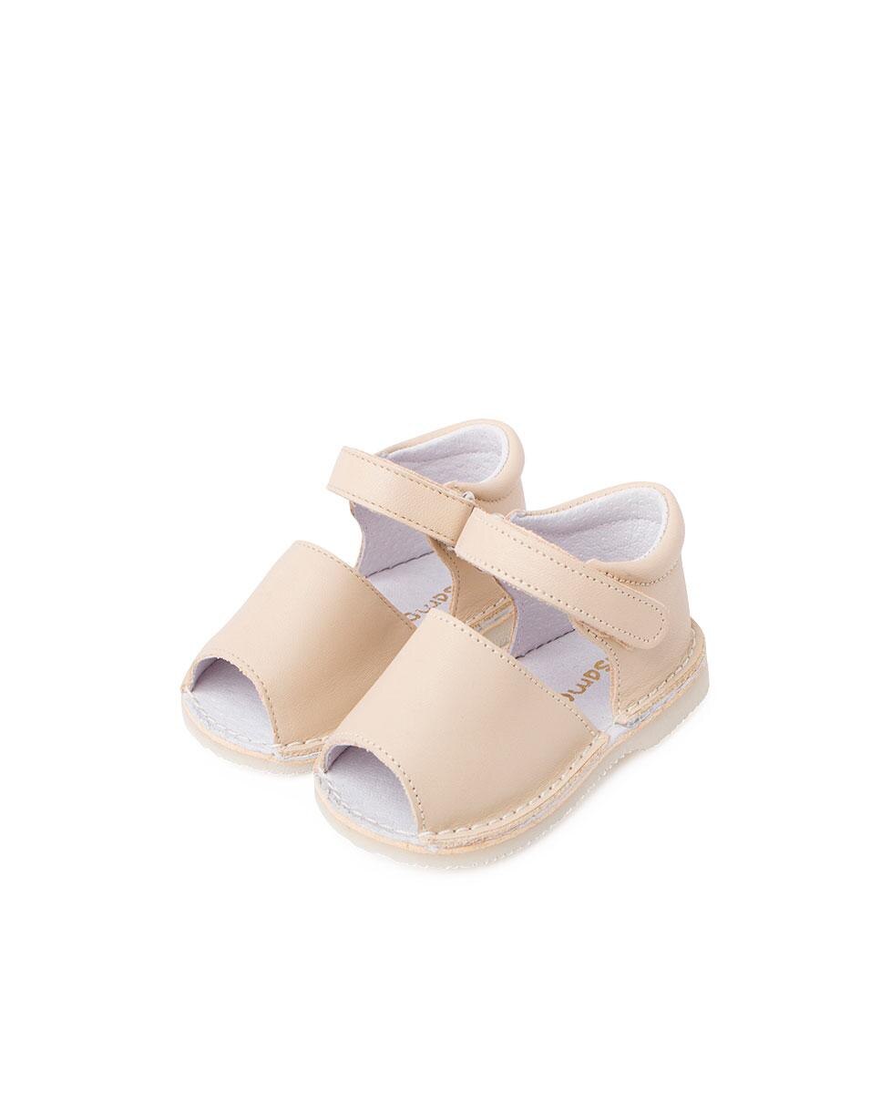 Sandálias para Bebé de Pele com Velcro Bege-4