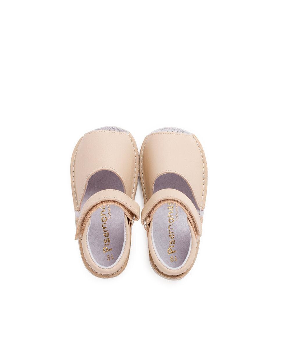 Sandálias para Bebé de Pele com Velcro Bege-5