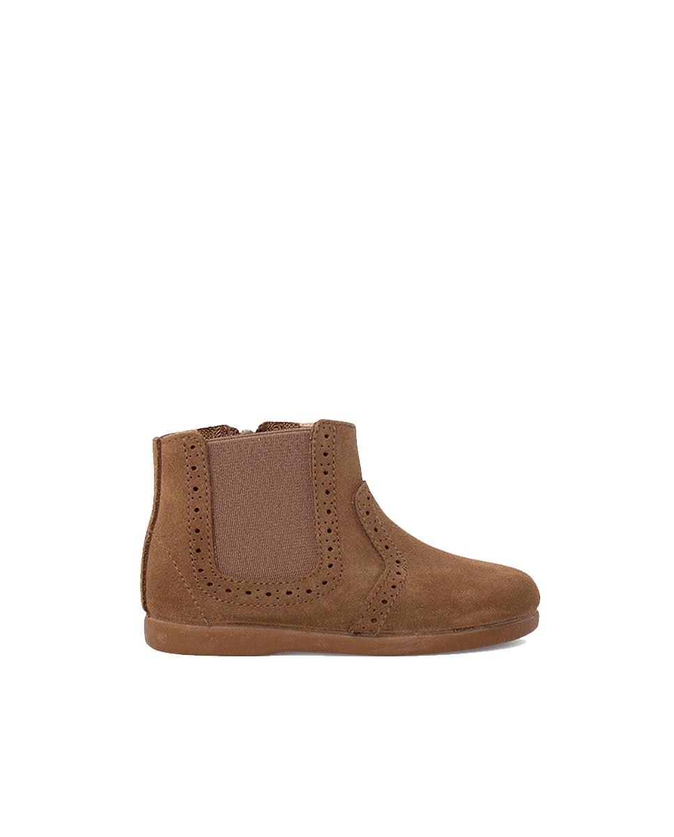 Botas de Bebé em Pele com Fecho Zip Pisamonas Castanho-1