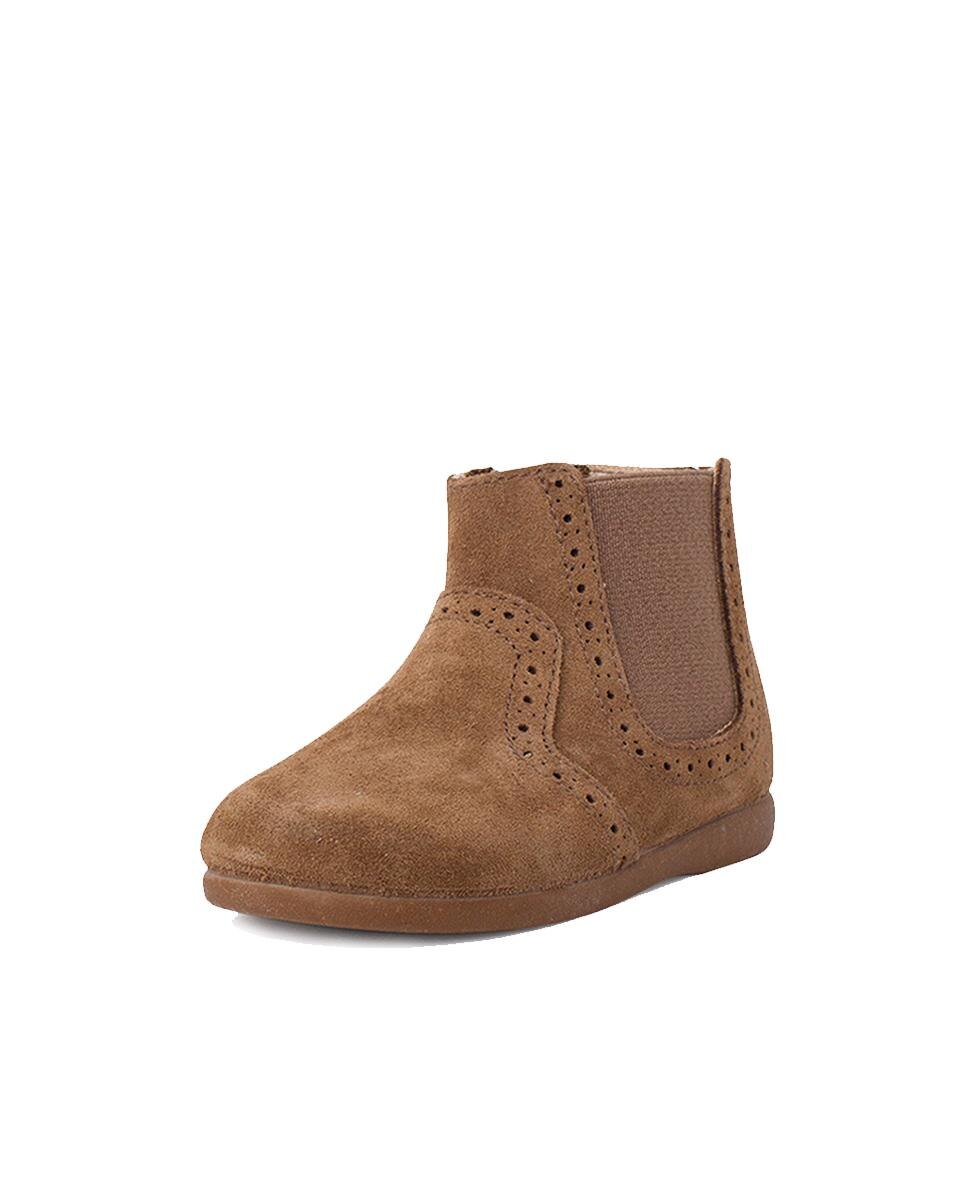 Botas de Bebé em Pele com Fecho Zip Pisamonas Castanho-2