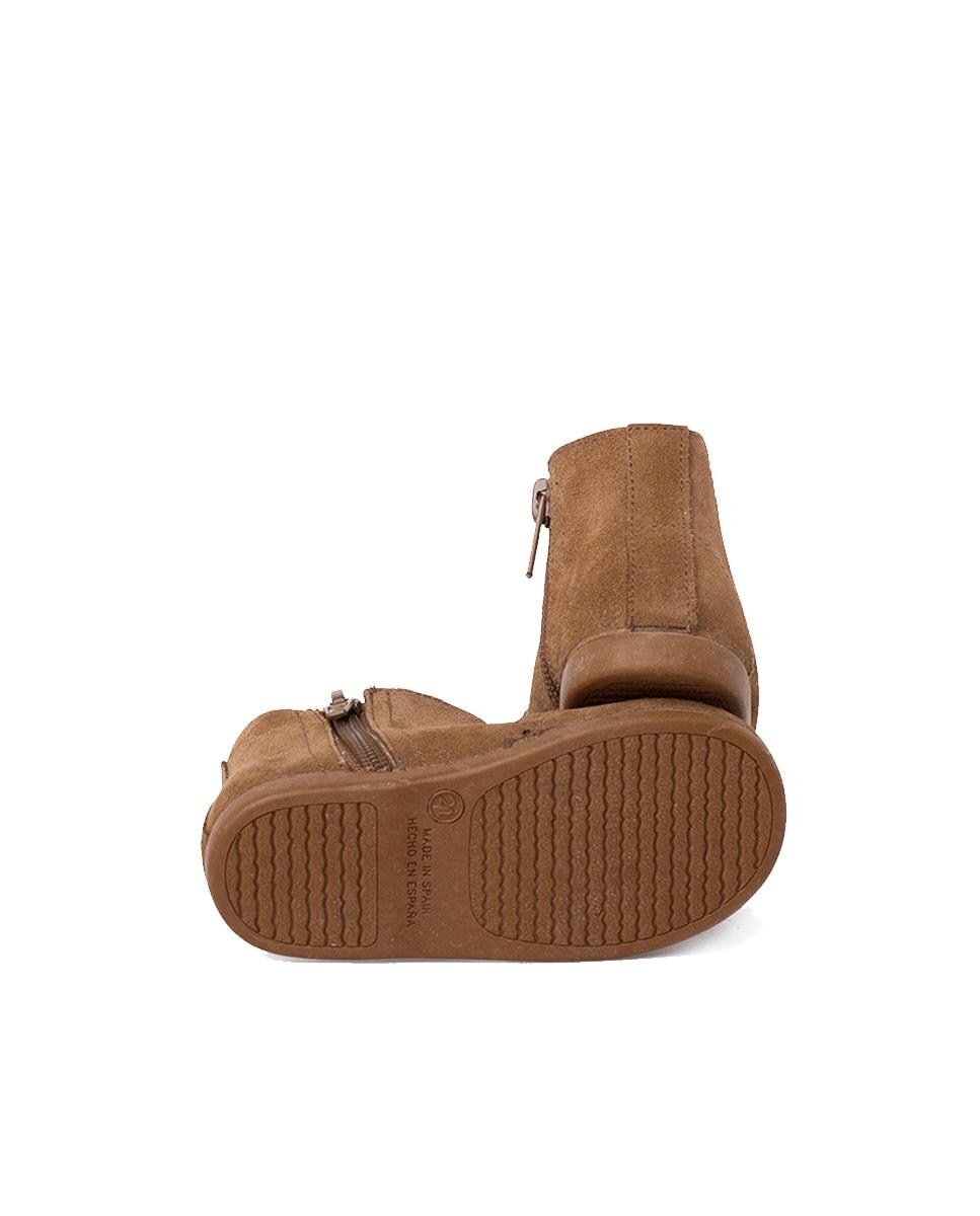 Botas de Bebé em Pele com Fecho Zip Pisamonas Castanho-3