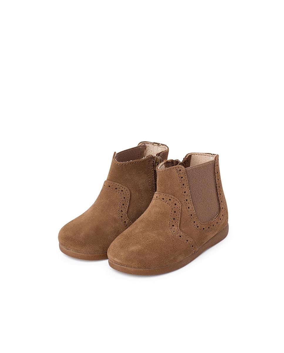 Botas de Bebé em Pele com Fecho Zip Pisamonas Castanho-4
