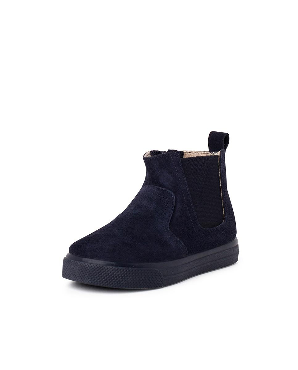 Botas com Sola Larga Fecho Zip e Elástico Azul-marinho-2