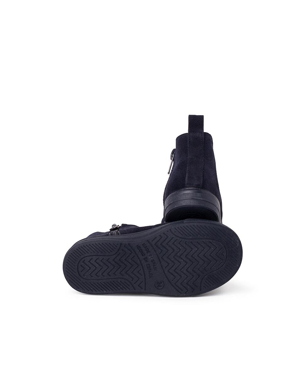 Botas com Sola Larga Fecho Zip e Elástico Azul-marinho-3