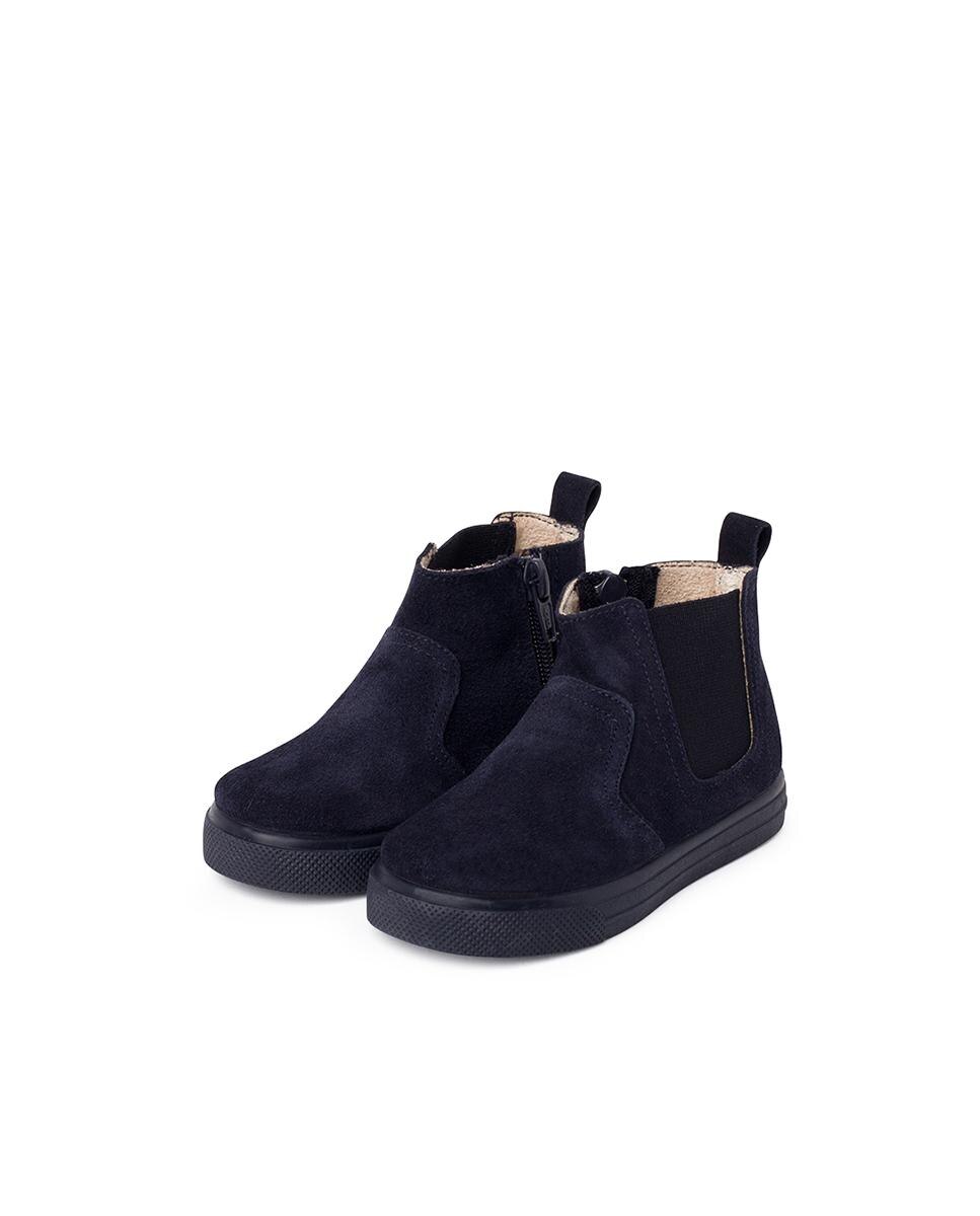 Botas com Sola Larga Fecho Zip e Elástico Azul-marinho-4