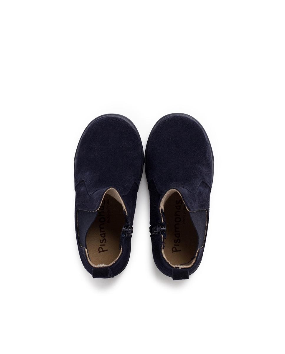 Botas com Sola Larga Fecho Zip e Elástico Azul-marinho-5