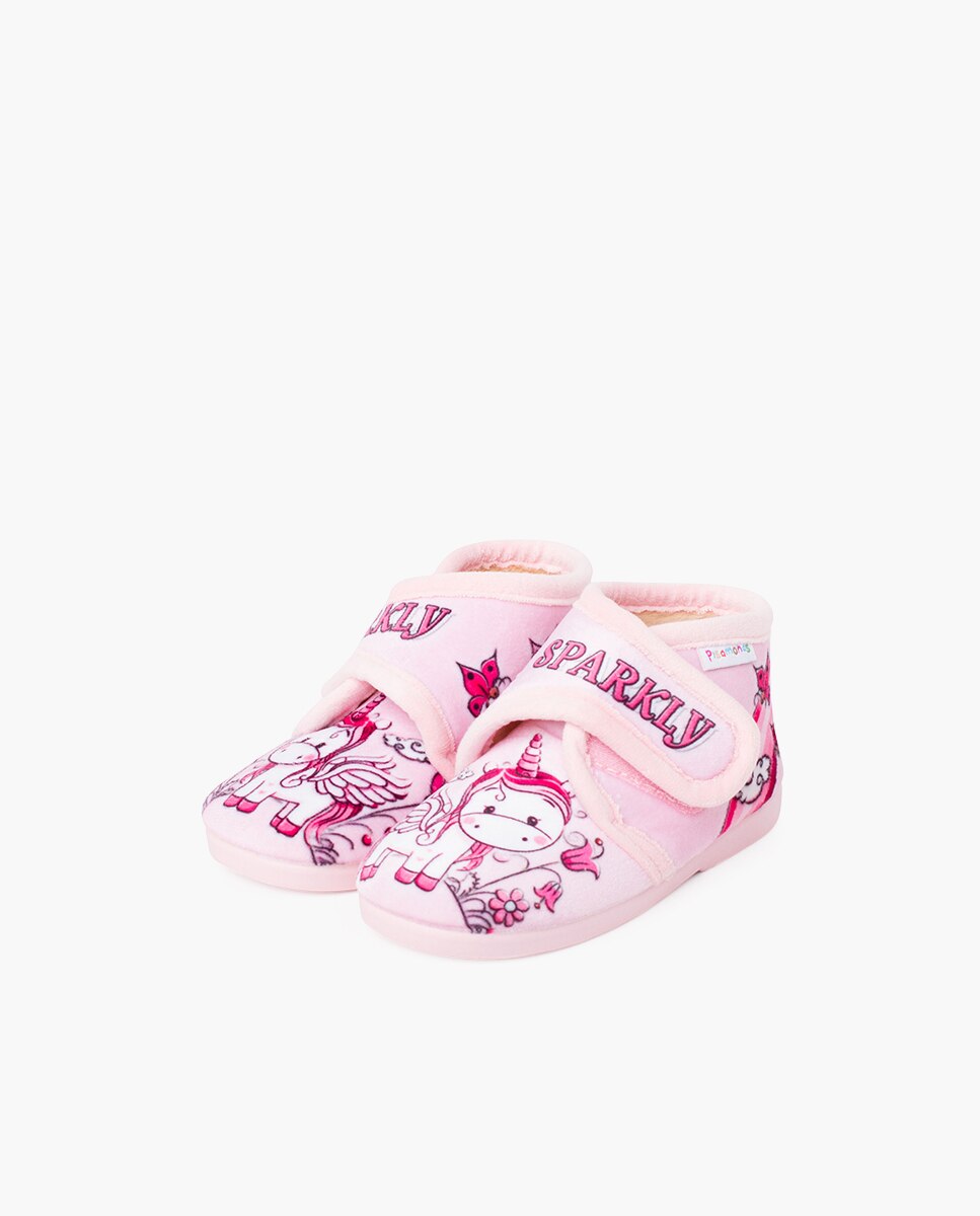 Botas para Bebé Casa Sparkly com Velcro Rosa-3