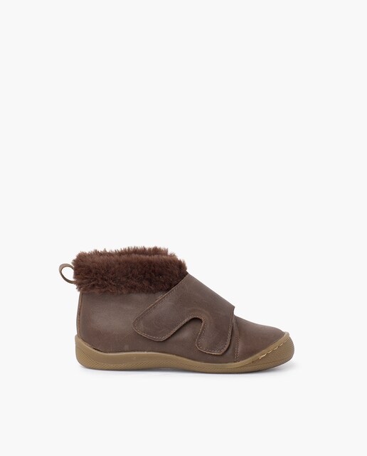 Imagem 0 de Botas para Bebés de Pele com Gola Pelo e Tira Larga