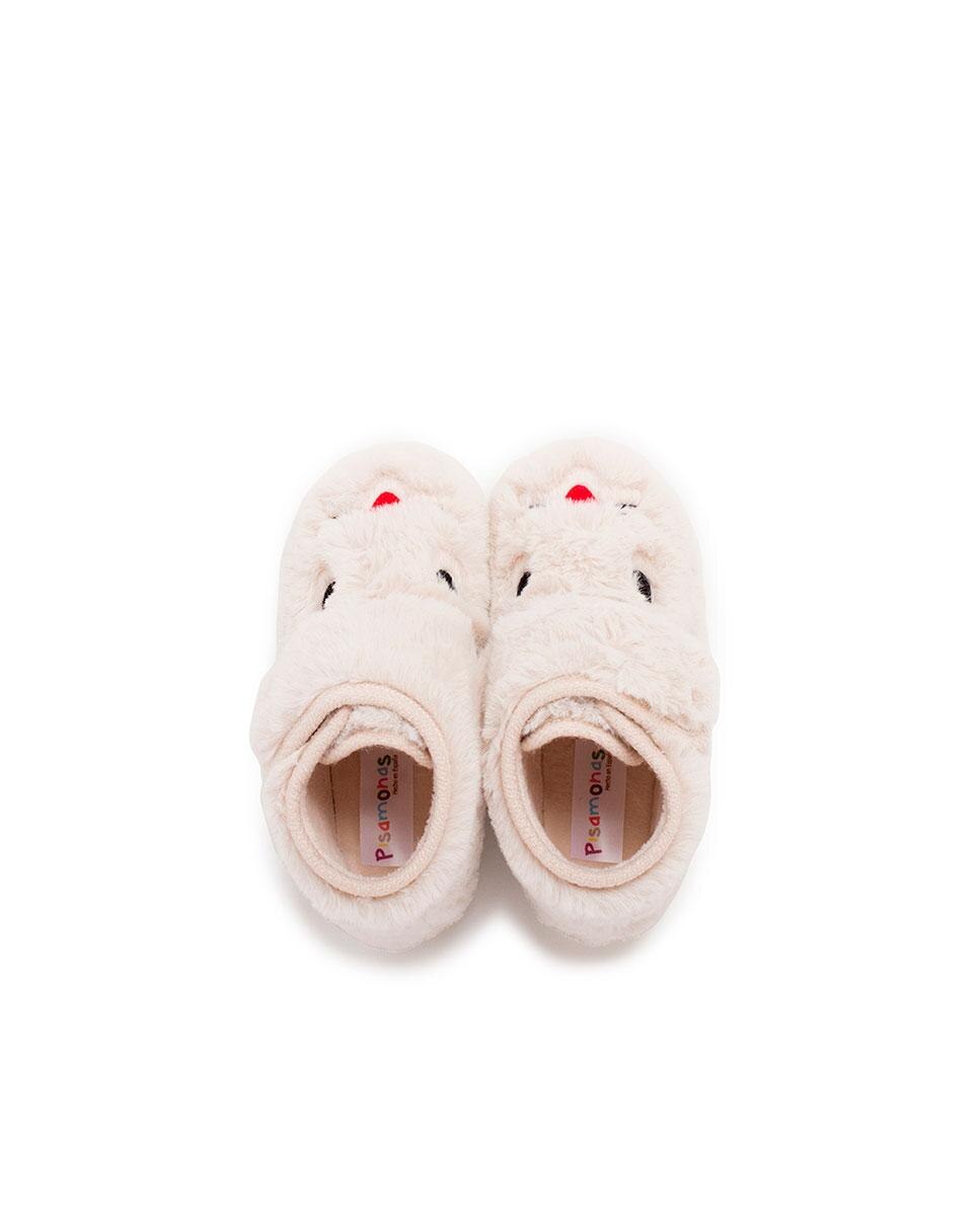 Pantufas Fechadas Infantil de Pelo Suave Cru-5