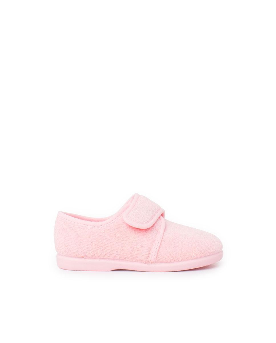 Pantufas Fechadas de Bebé com Velcro Pisamonas Rosa-claro-1