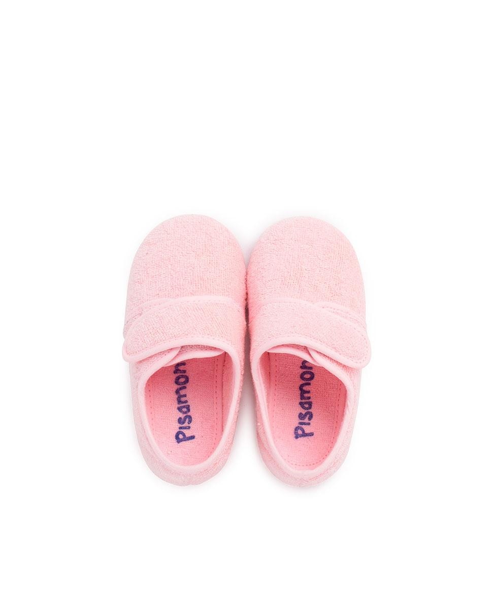 Pantufas Fechadas de Bebé com Velcro Pisamonas Rosa-claro-4