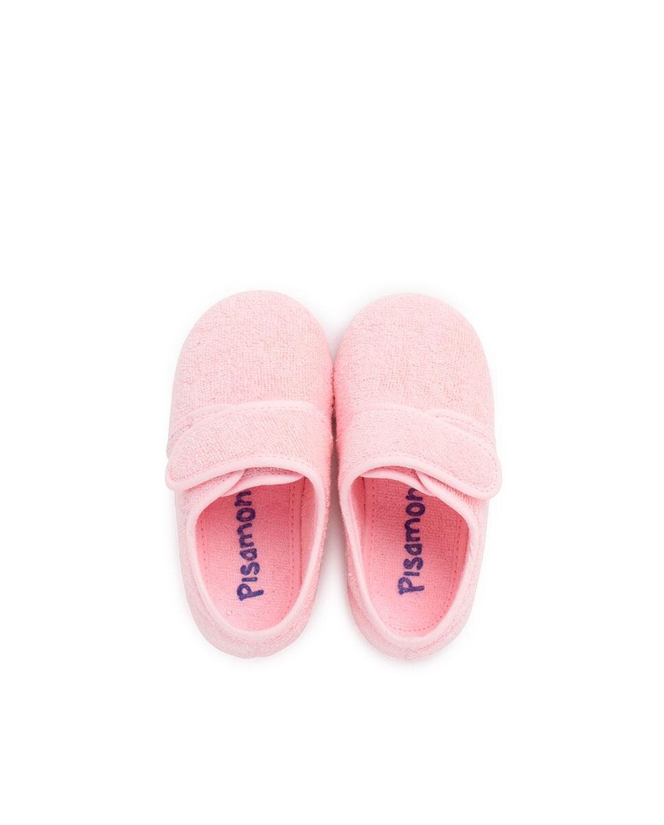 Pantufas Fechadas de Bebé com Velcro Pisamonas Rosa-claro-5