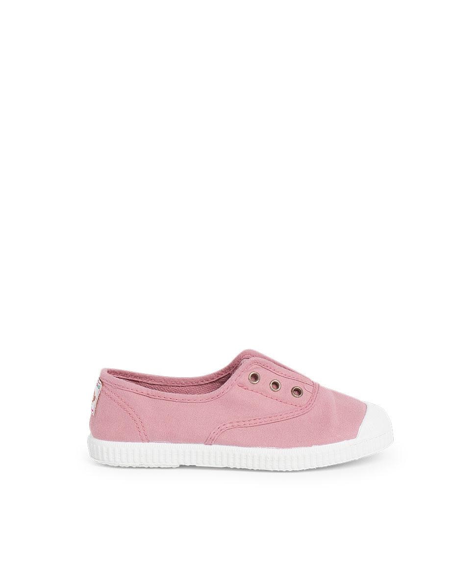 Sapatilhas de Lona Infantil Biqueira de Borracha sem Atacadores Rosa-pastel-1