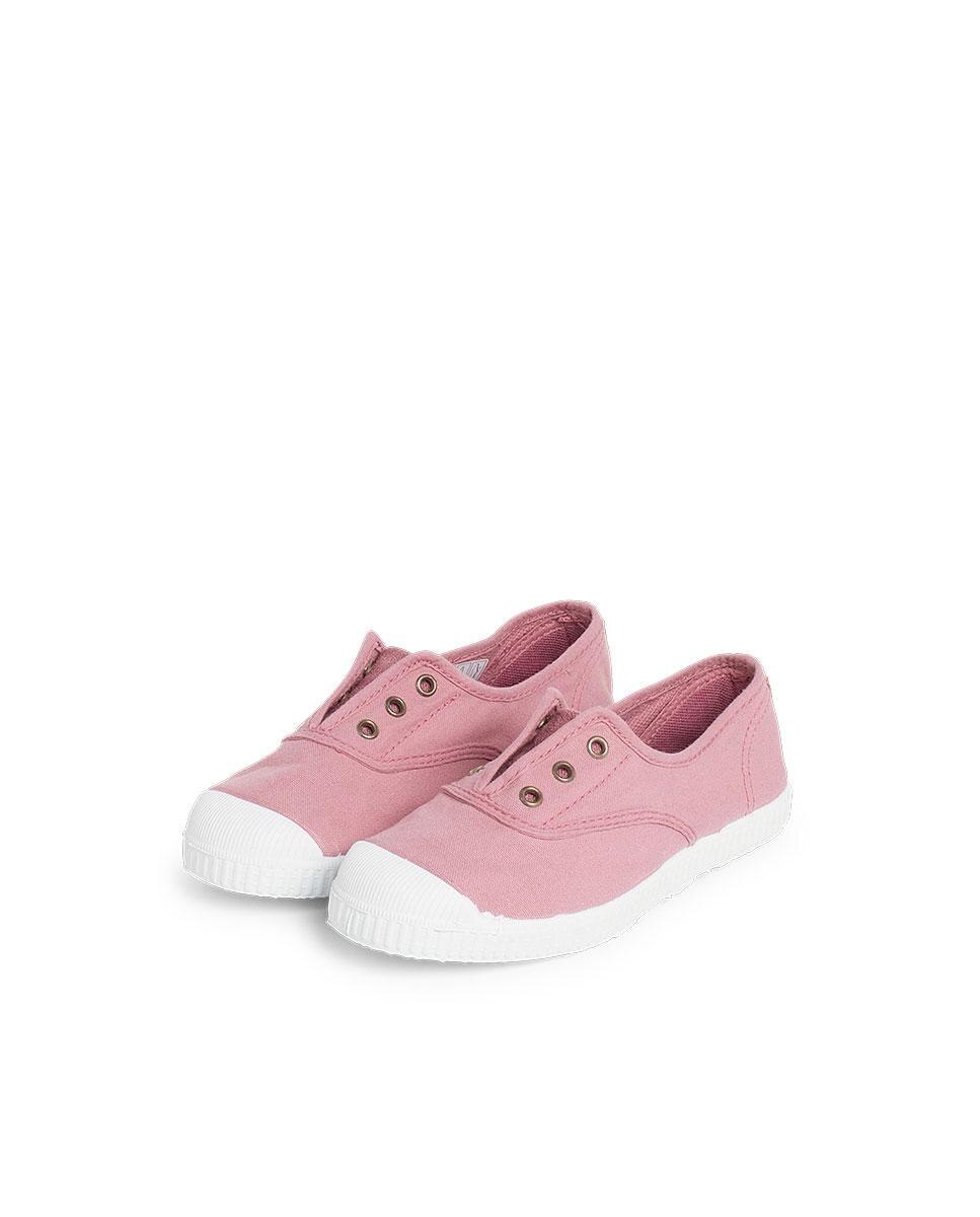 Sapatilhas de Lona Infantil Biqueira de Borracha sem Atacadores Rosa-pastel-4