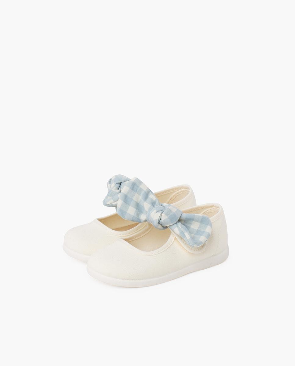 Sapatos de Presilha para Bebé Vichy com Velcro Pisamonas Cru-3