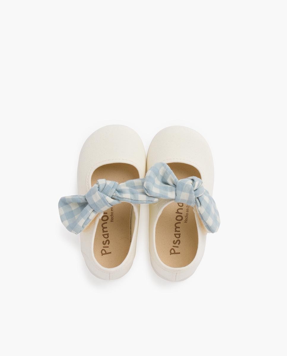 Sapatos de Presilha para Bebé Vichy com Velcro Pisamonas Cru-4
