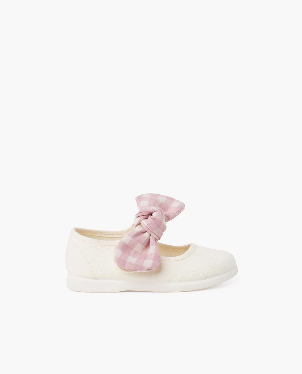 Sapatos de Presilha para Bebé Vichy com Velcro Cru-1