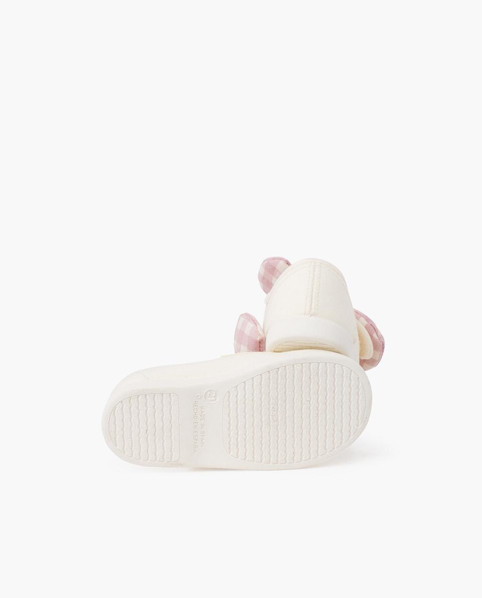Sapatos de Presilha para Bebé Vichy com Velcro Cru-2