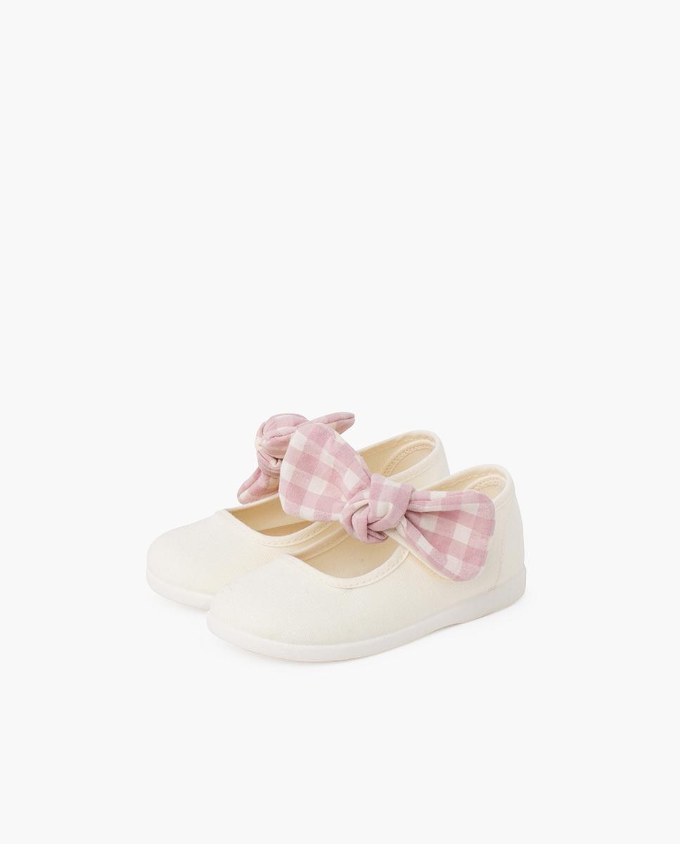 Sapatos de Presilha para Bebé Vichy com Velcro Cru-3