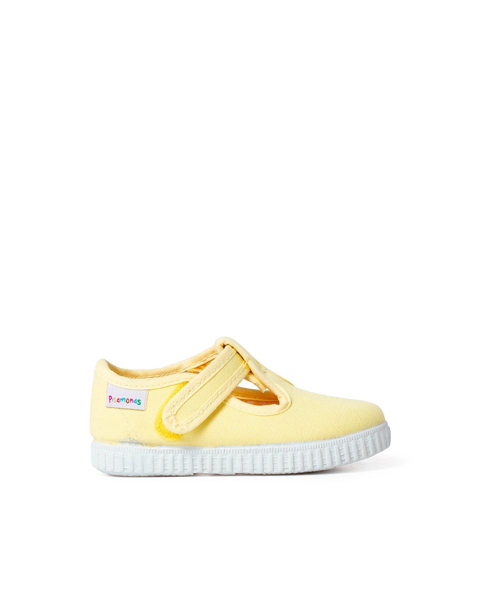 Pepitos para Bebé em Lona com Velcro Amarelo-1