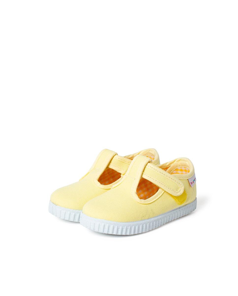 Pepitos para Bebé em Lona com Velcro Amarelo-3