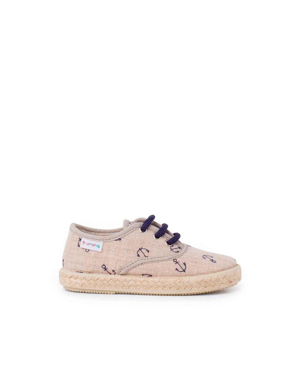 Sapatilhas de Lona Infantil com Atacadores Azul-marinho-1