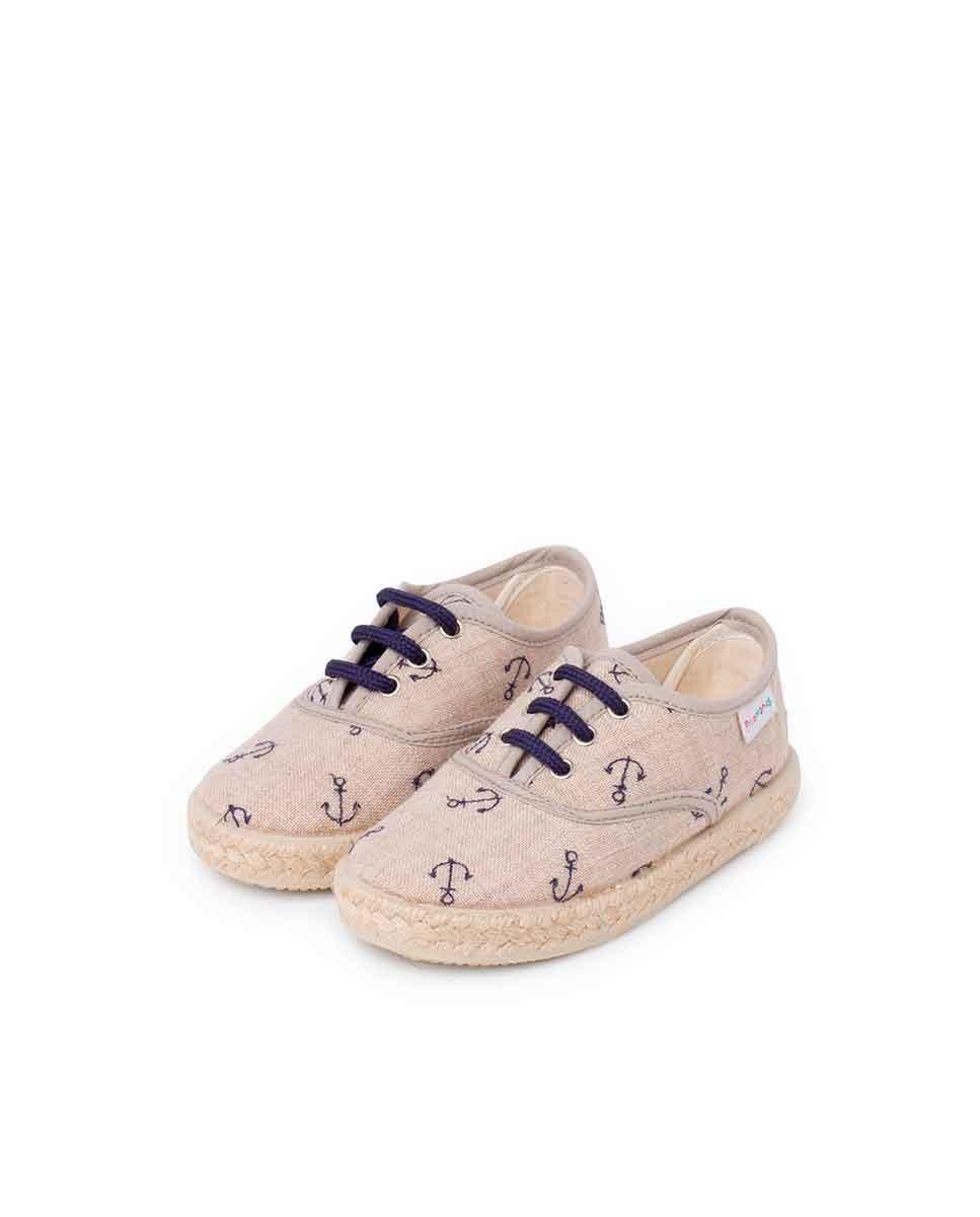 Sapatilhas de Lona Infantil com Atacadores Azul-marinho-3