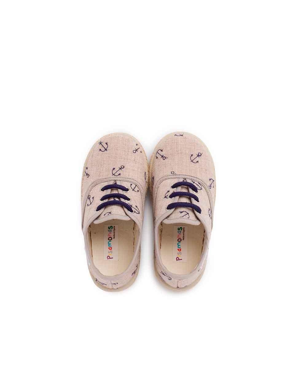 Sapatilhas de Lona Infantil com Atacadores Azul-marinho-4