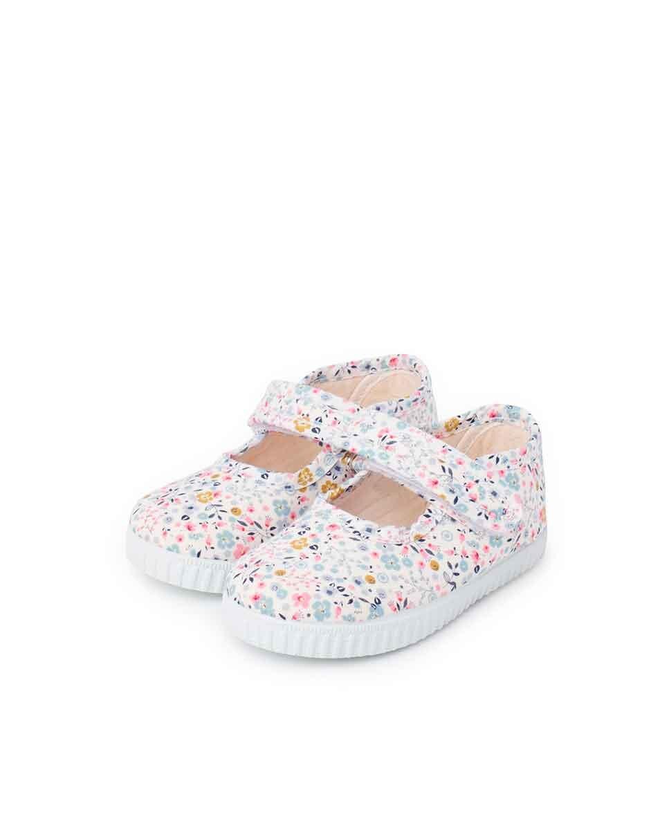 Merceditas de Tela Estampada Branco-3