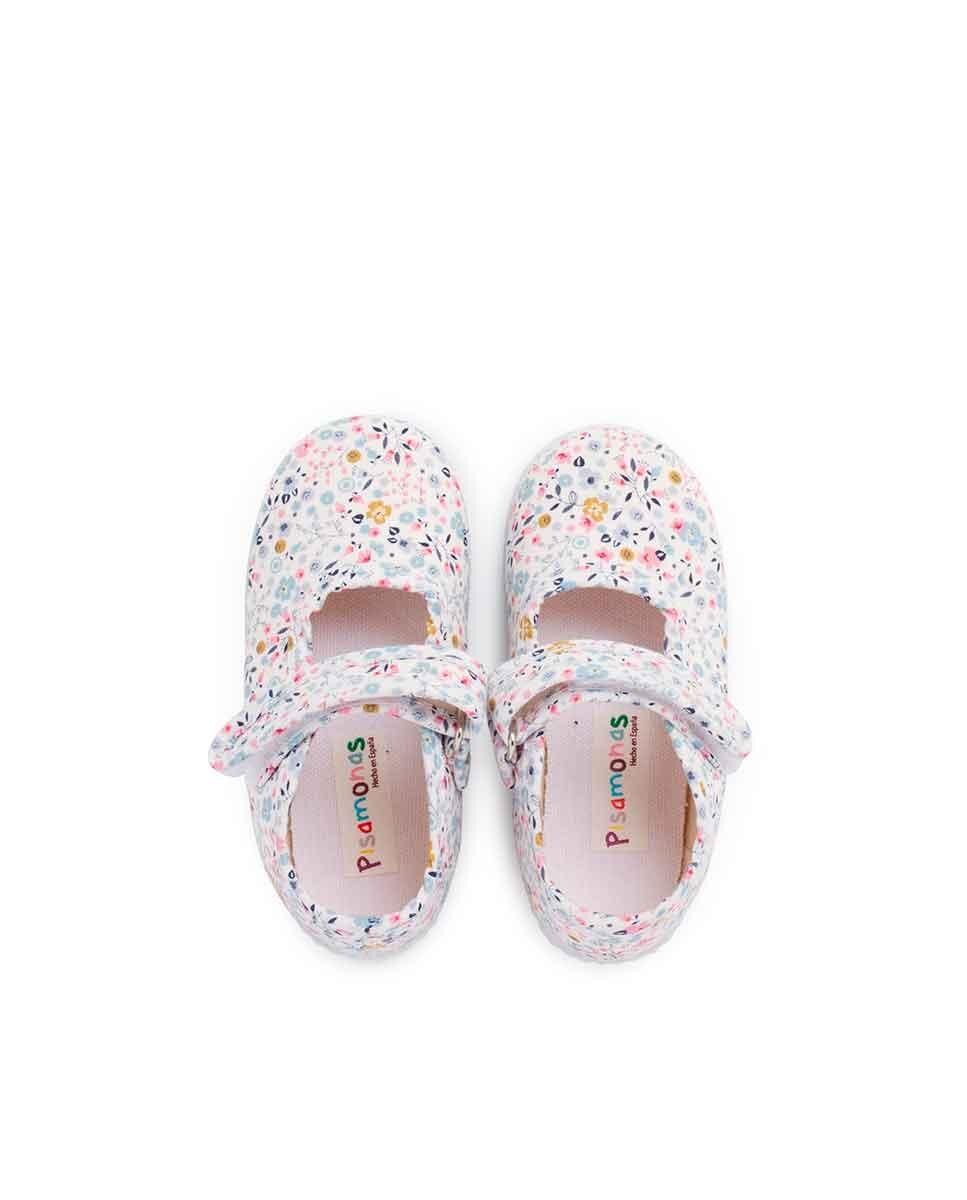Merceditas de Tela Estampada Branco-4