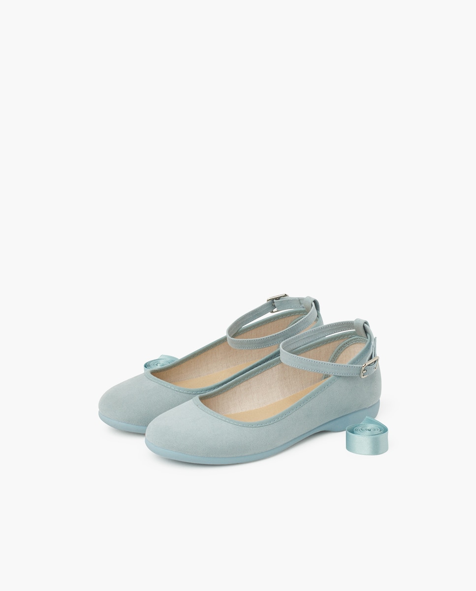 Sabrinas com Fitas de Cetim, Fecho de Pulseira em Azul Pastel Azul-claro-3