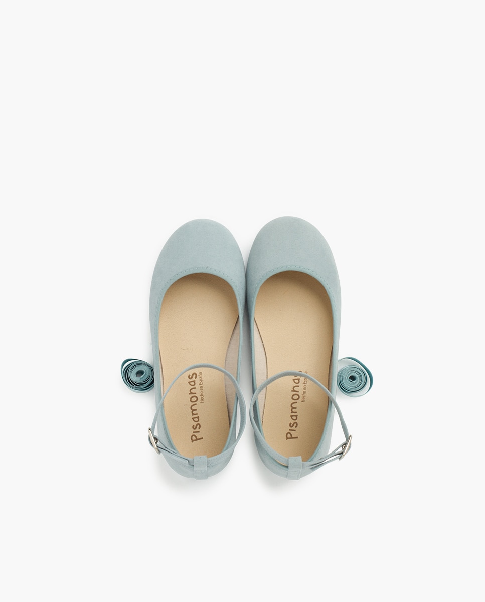 Sabrinas com Fitas de Cetim, Fecho de Pulseira em Azul Pastel Azul-claro-4