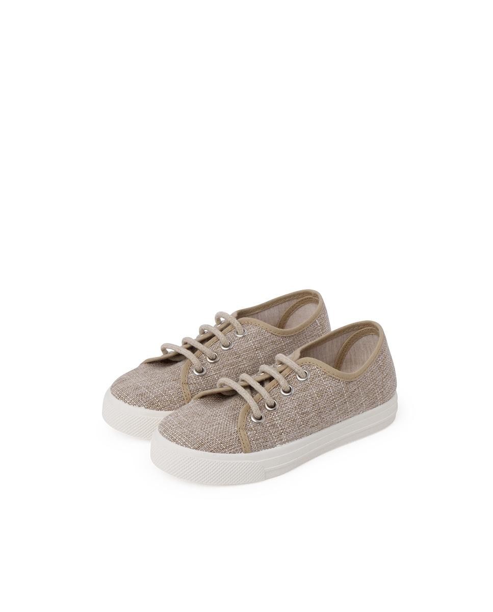 Sapatilhas de Lona Infantil com Atacadores Natural-3
