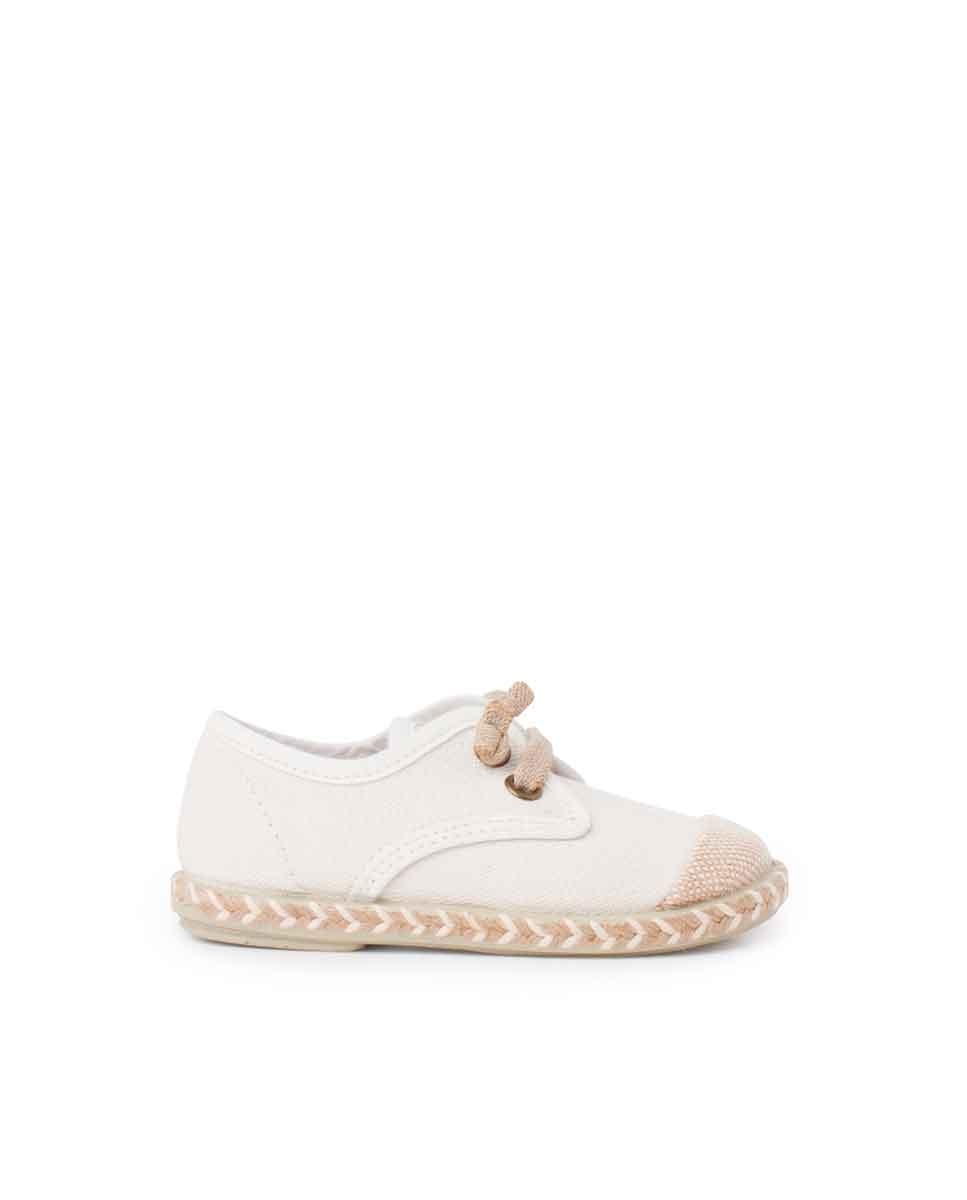 Sapatos de Cordões Infantil com Biqueira de Juta Cru-1