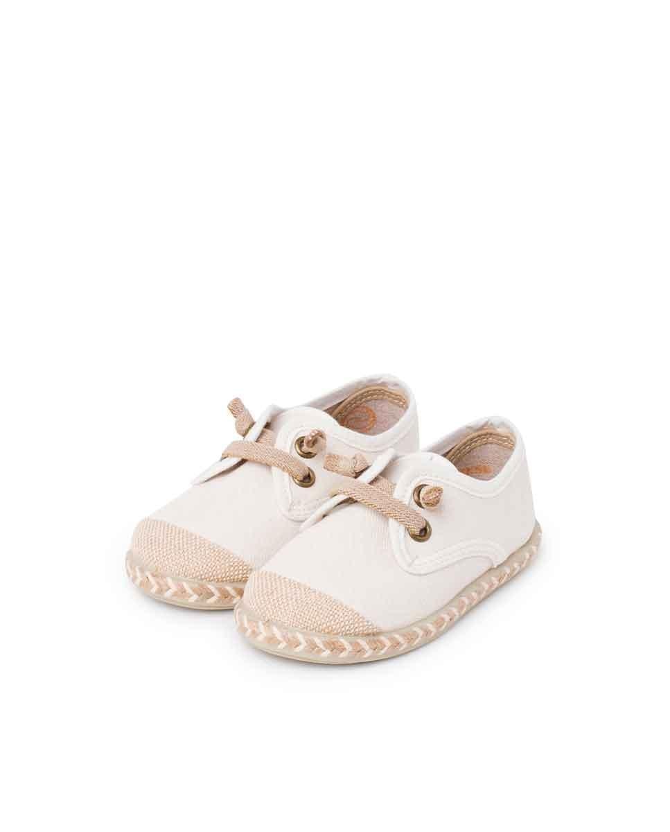 Sapatos de Cordões Infantil com Biqueira de Juta Cru-3