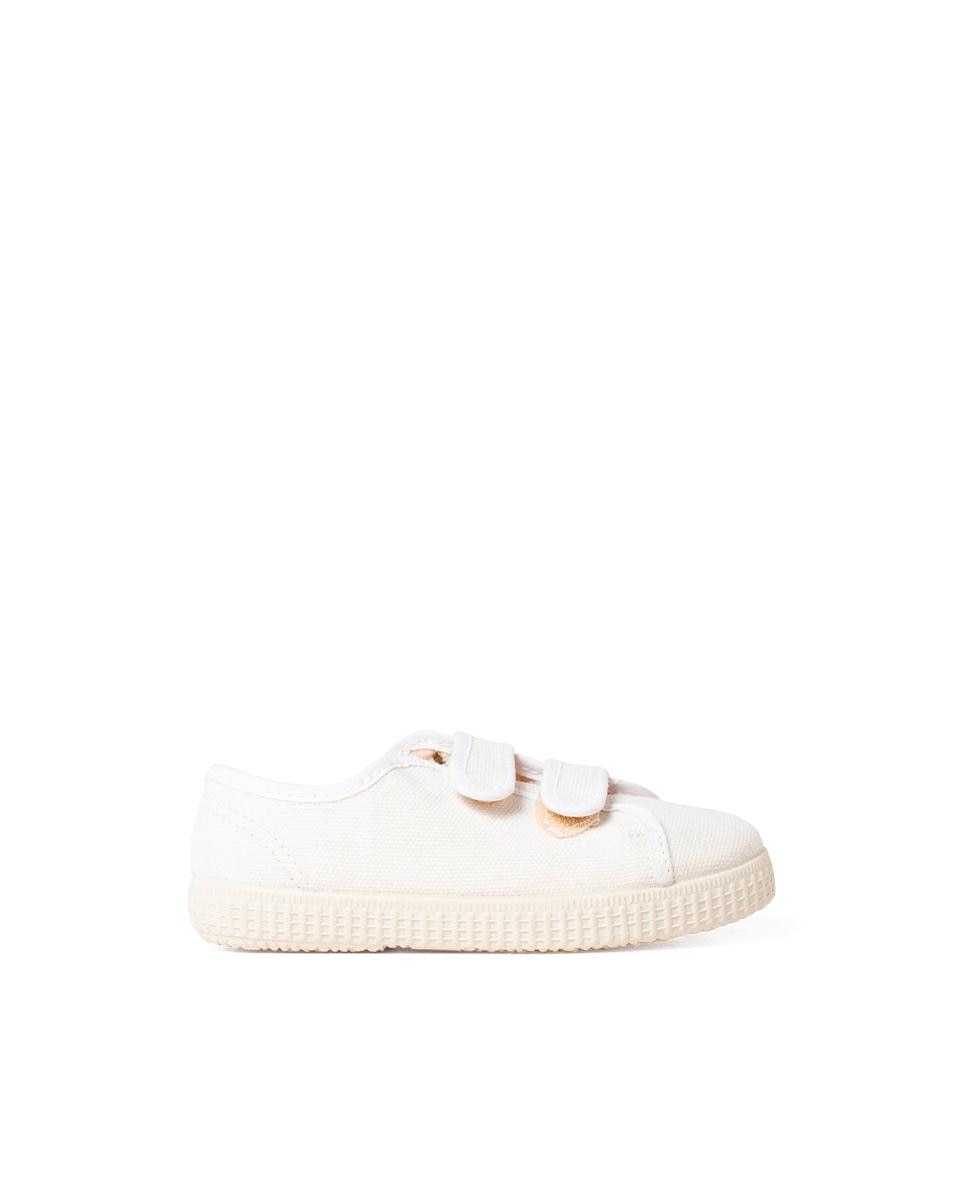 Sapatilhas de Lona Infantil Lona Reciclada Rpet com Velcro Branco-1