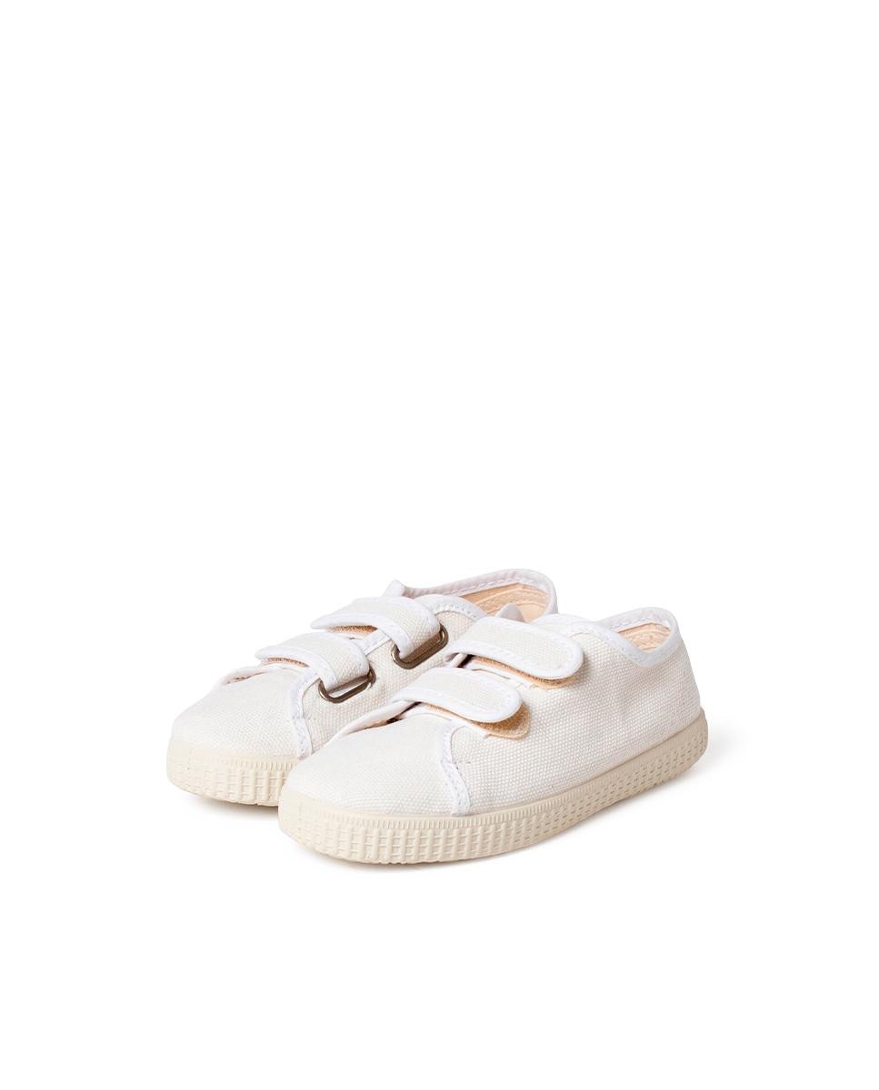 Sapatilhas de Lona Infantil Lona Reciclada Rpet com Velcro Branco-3