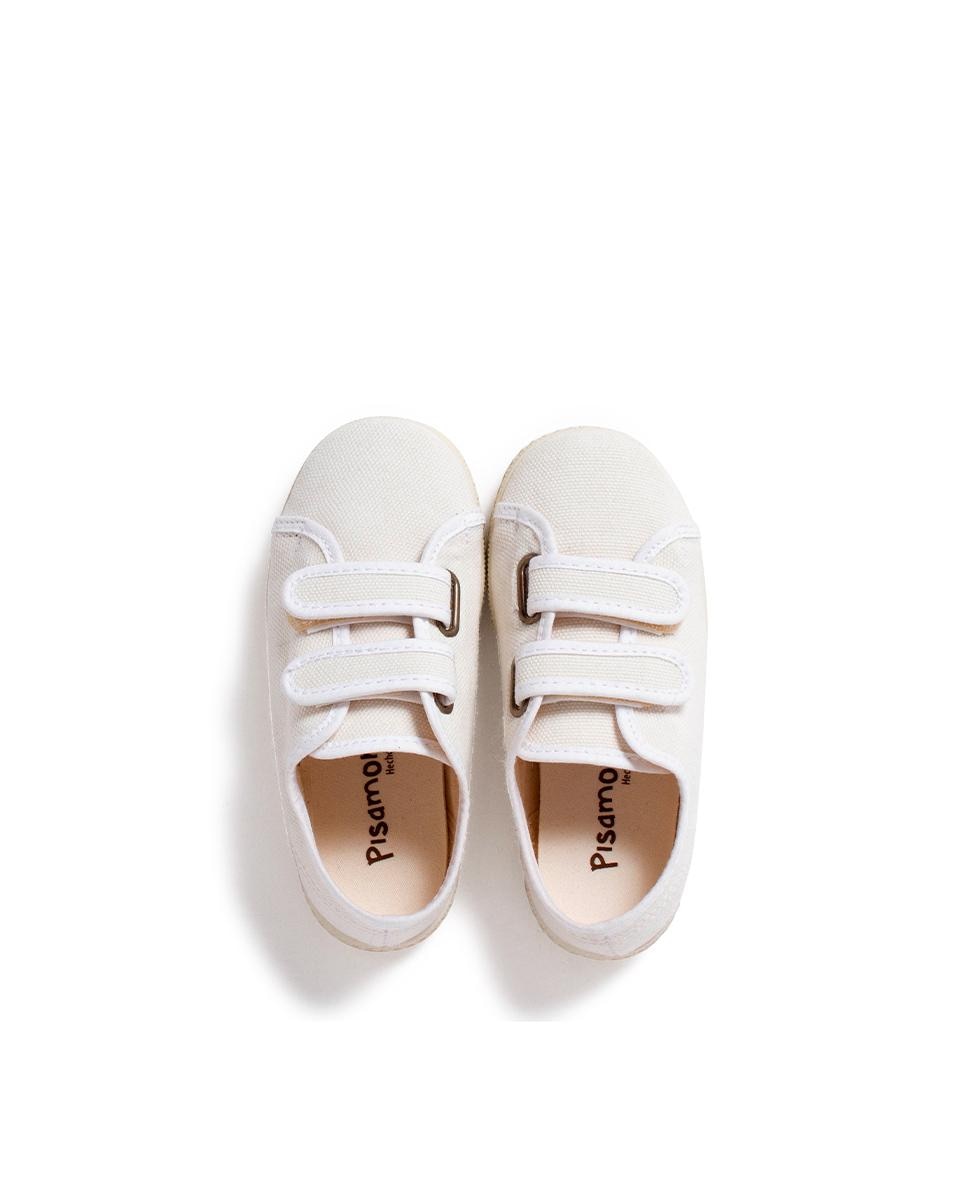 Sapatilhas de Lona Infantil Lona Reciclada Rpet com Velcro Branco-4