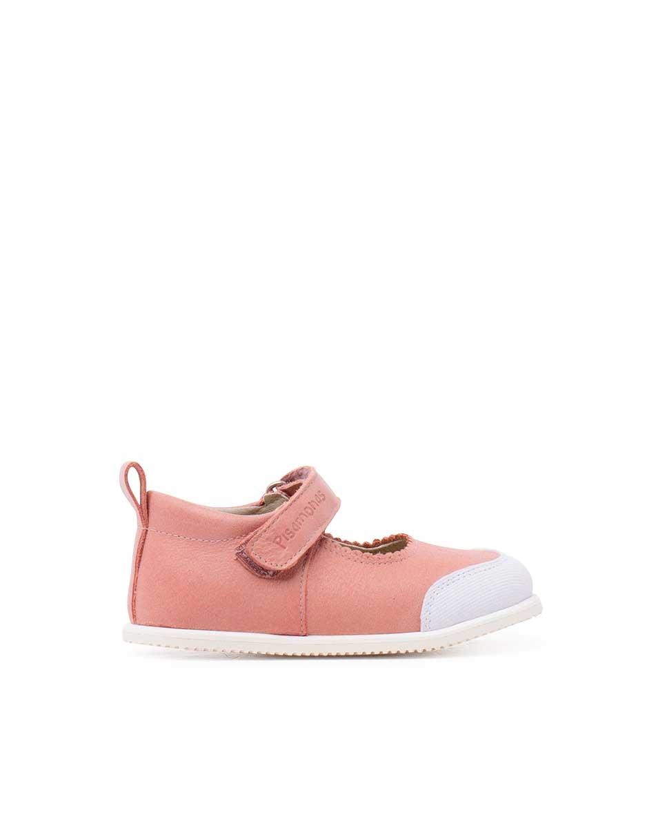 Merceditas de Bebé de Pele com Velcro Pisamonas Rosa-1