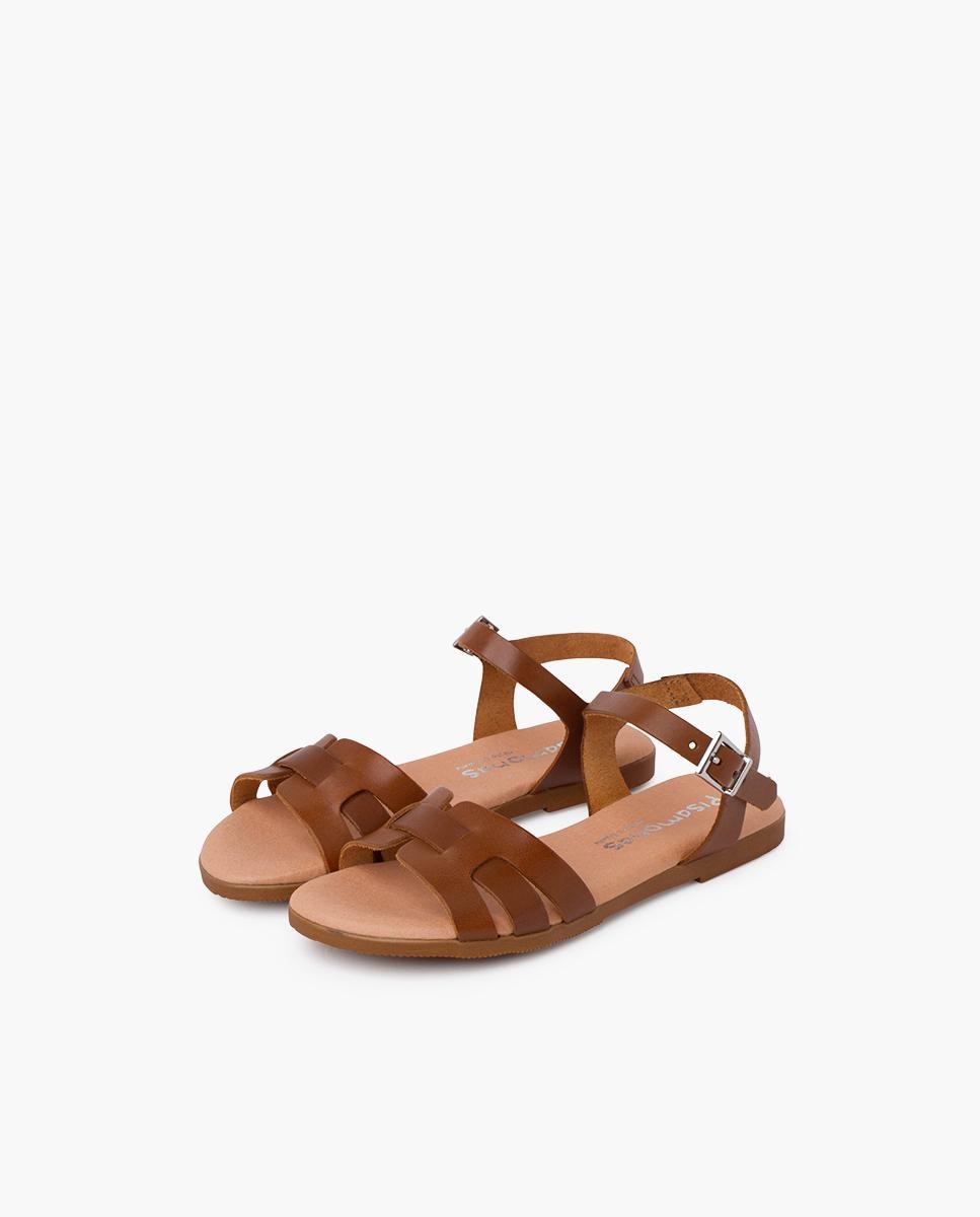 Sandálias Abertas Infantil de Pele com Fivela Pisamonas Camel-3