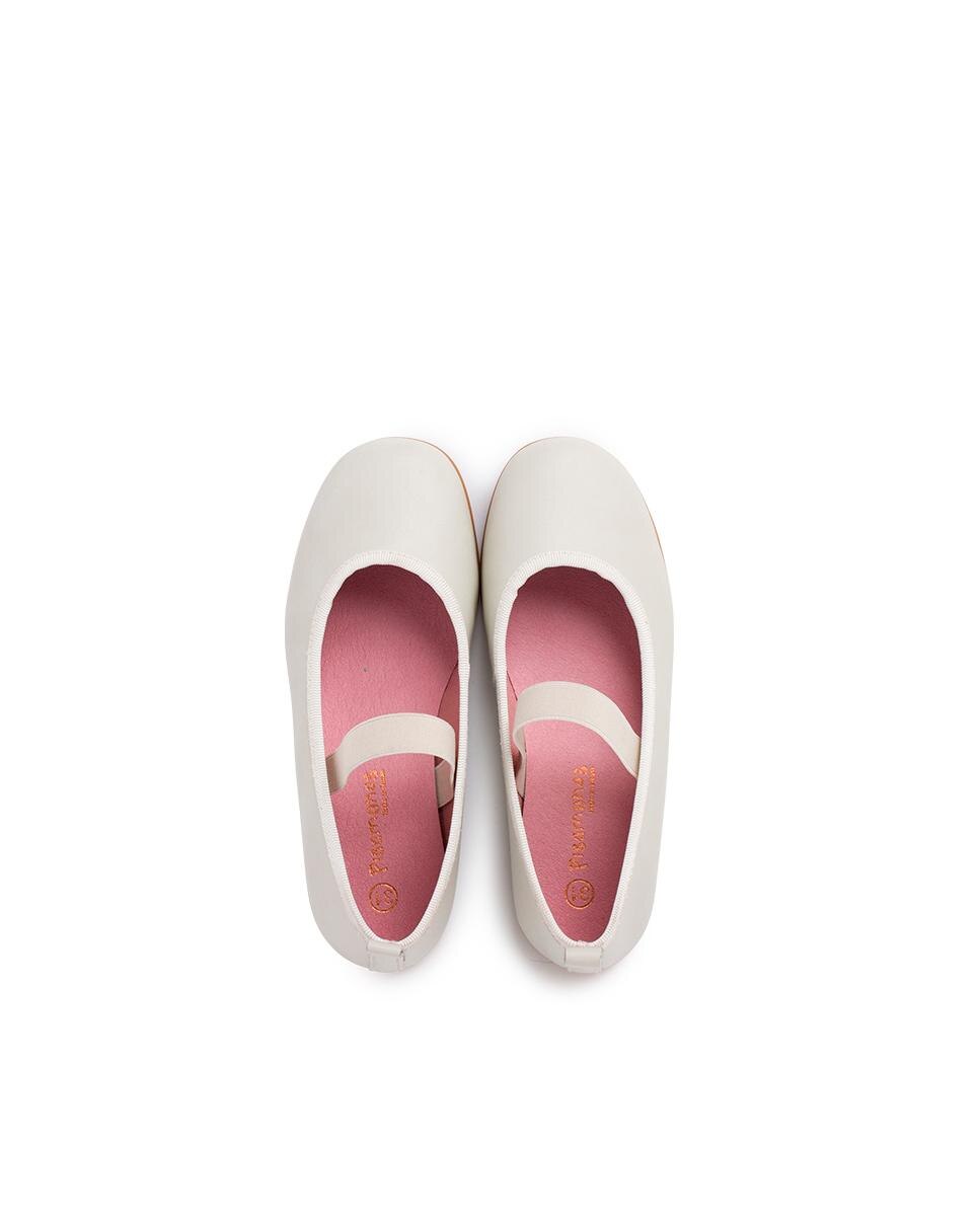 Bailarinas Infantil de Pele Napa com Tira Elástica Bege-4