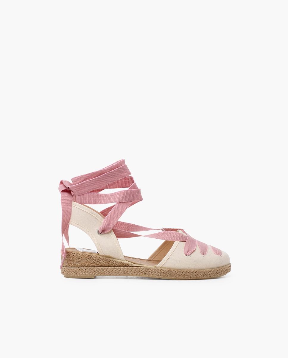 Alpercatas com Cunha Goyescas com Tiras Rosa-1