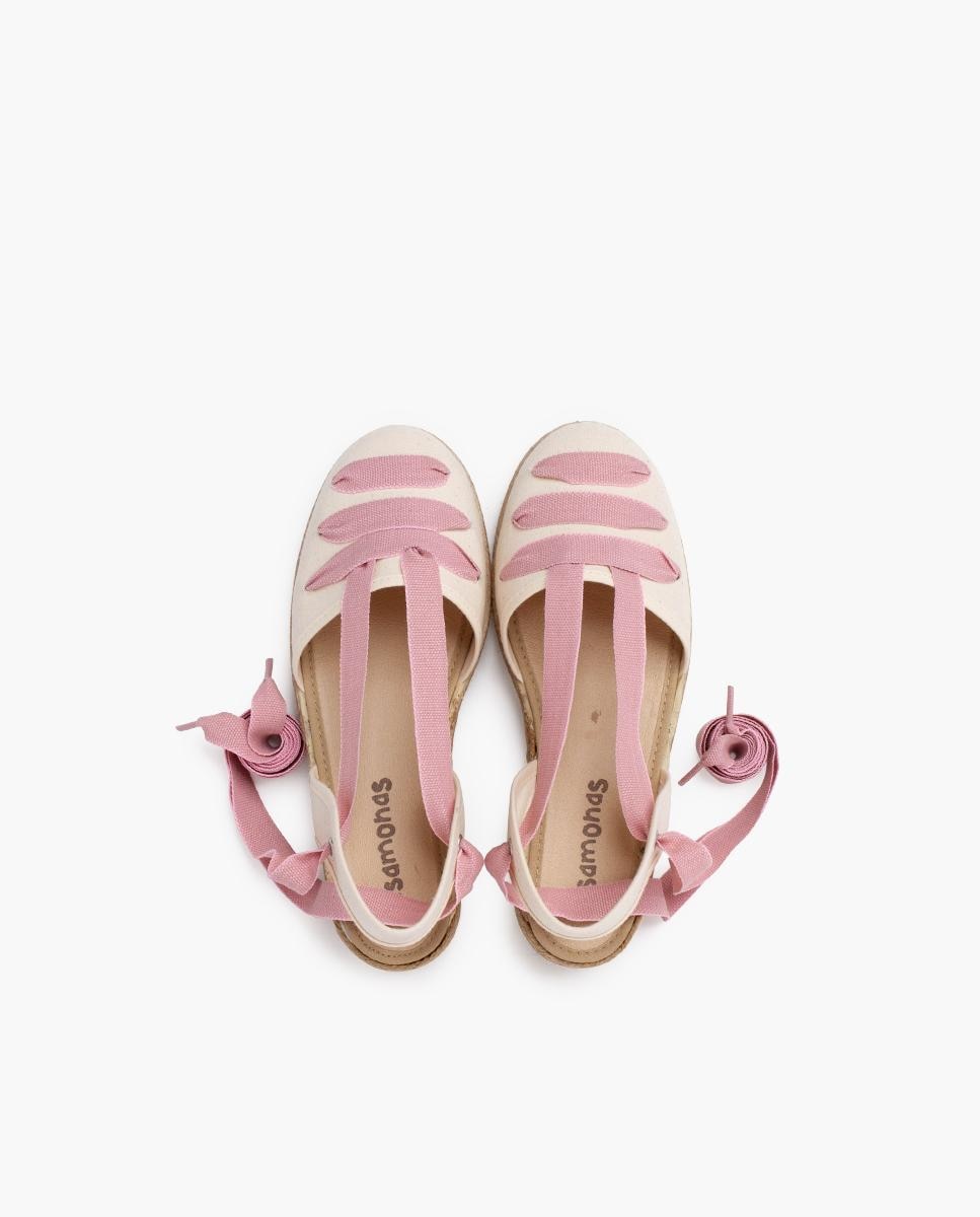 Alpercatas com Cunha Goyescas com Tiras Rosa-4