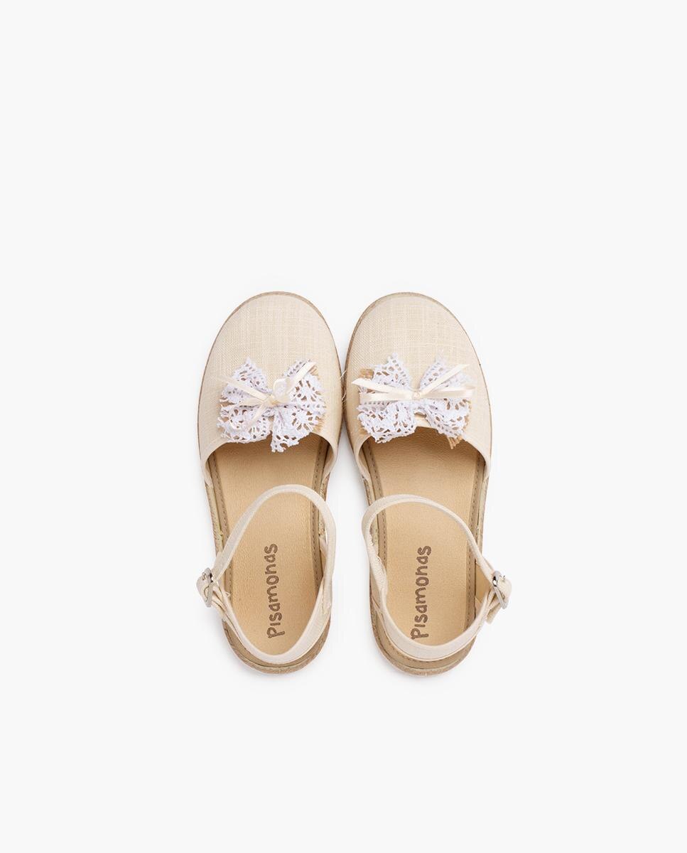 Alpercatas de Linho com Laço Rústico Bege-4