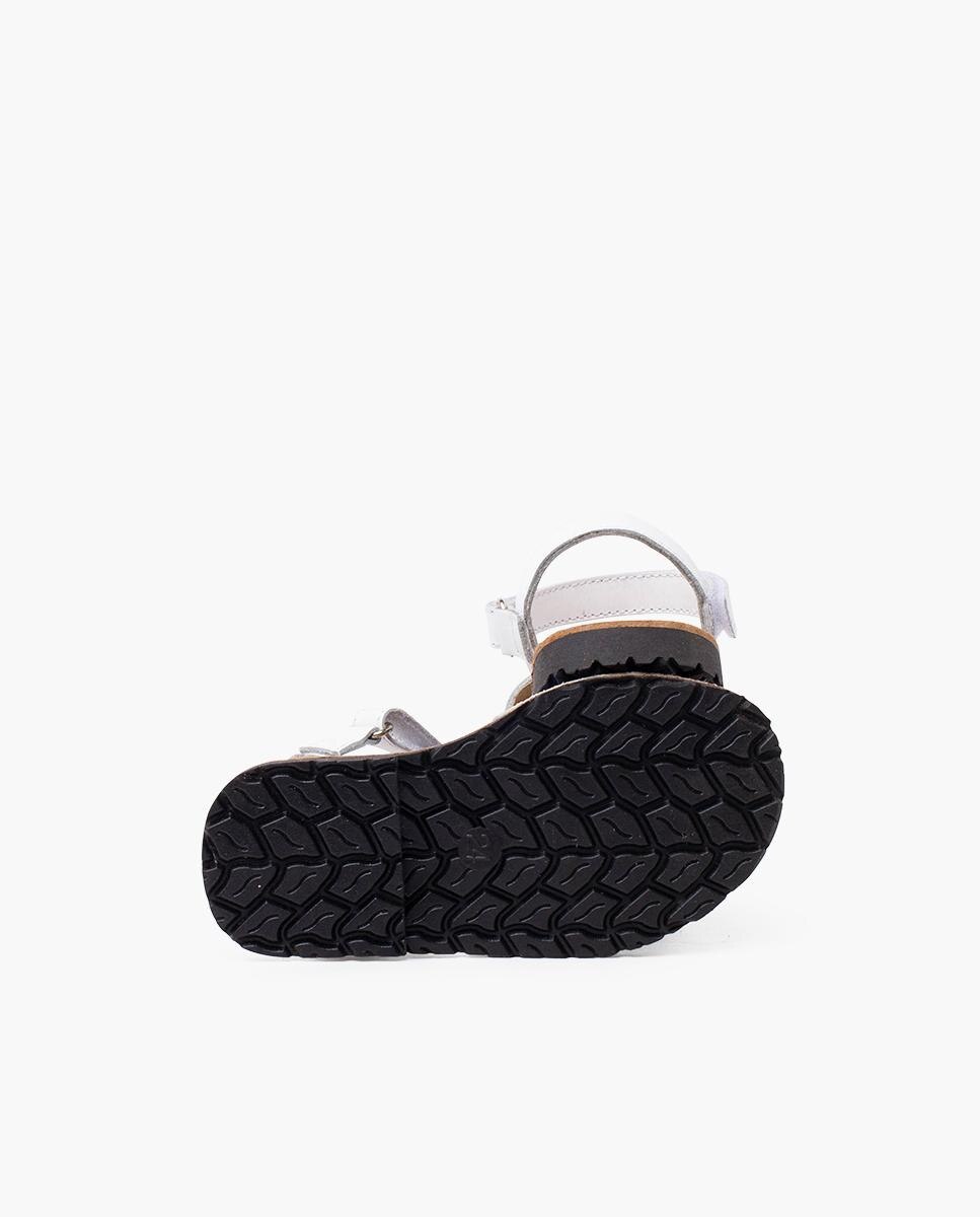 Menorquinas Infantil de Pele Bicolor com Velcro Pisamonas Branco-2