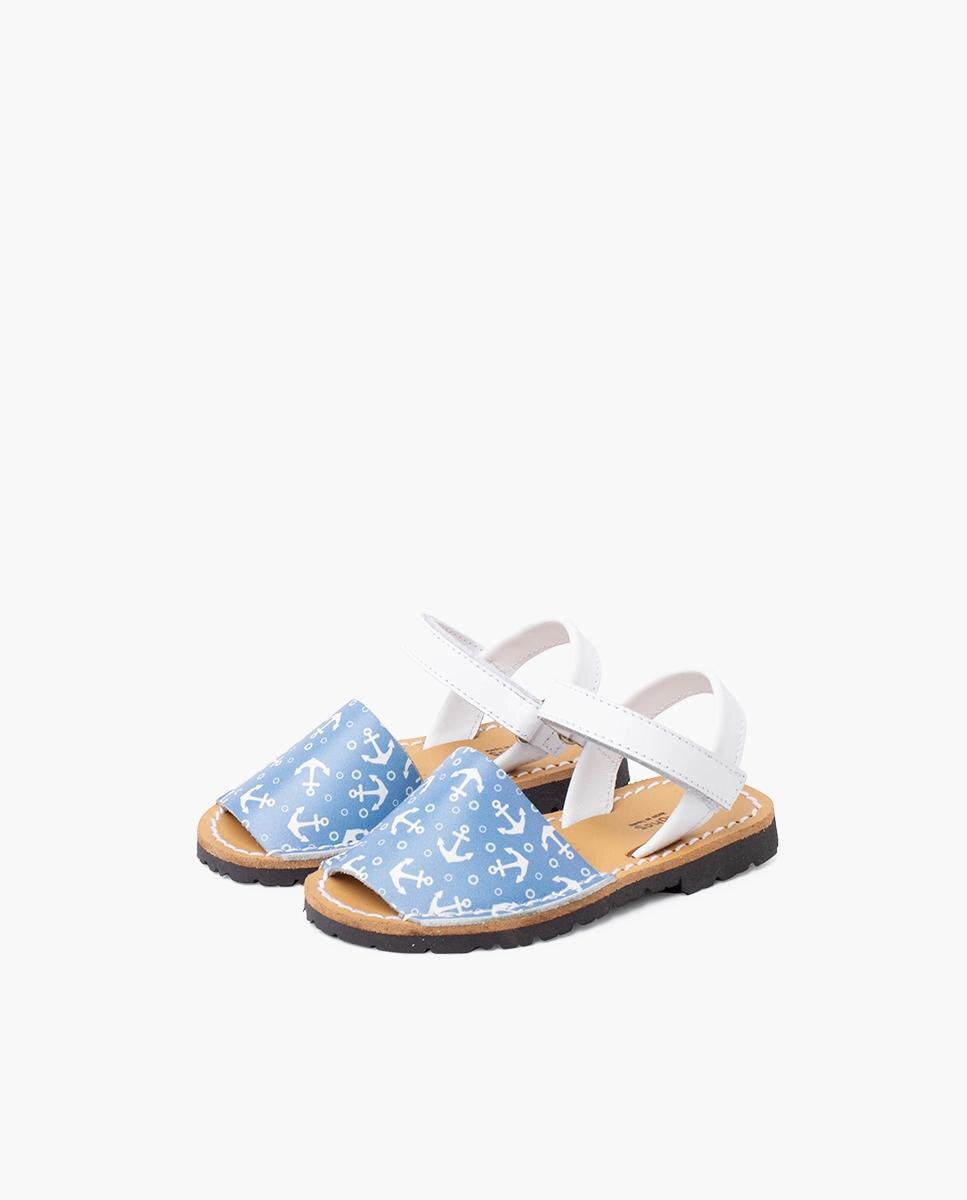 Menorquinas Infantil de Pele Bicolor com Velcro Pisamonas Branco-3