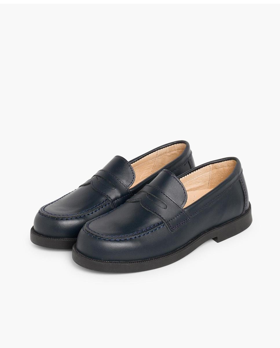 Mocassins de Menino Colegiais Azul Marinho/Preto em Azul-marinho Pisamonas Azul-marinho-4