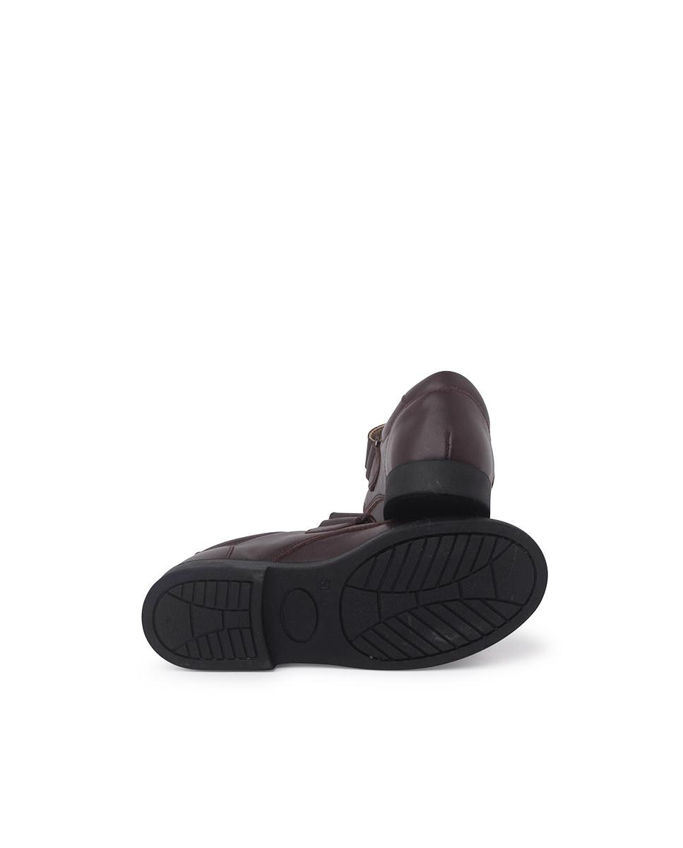 Mocassins Infantil de Pele com Tira Adesiva Castanho-escuro-2
